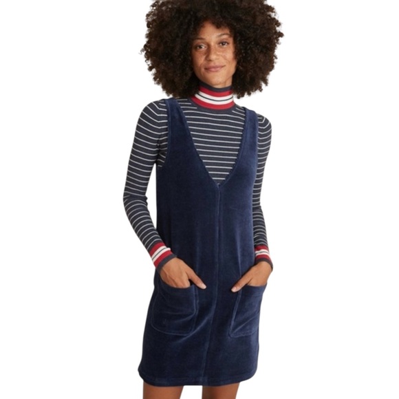 Marine Layer Dresses & Skirts - Marine Layer Dress Womens Sm Corduroy Jumper Layering Shift Blue Millie Deep V